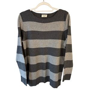 Bleu Gray Charcoal and Light Gray Striped Sweater Size M Minimalist Lightweight